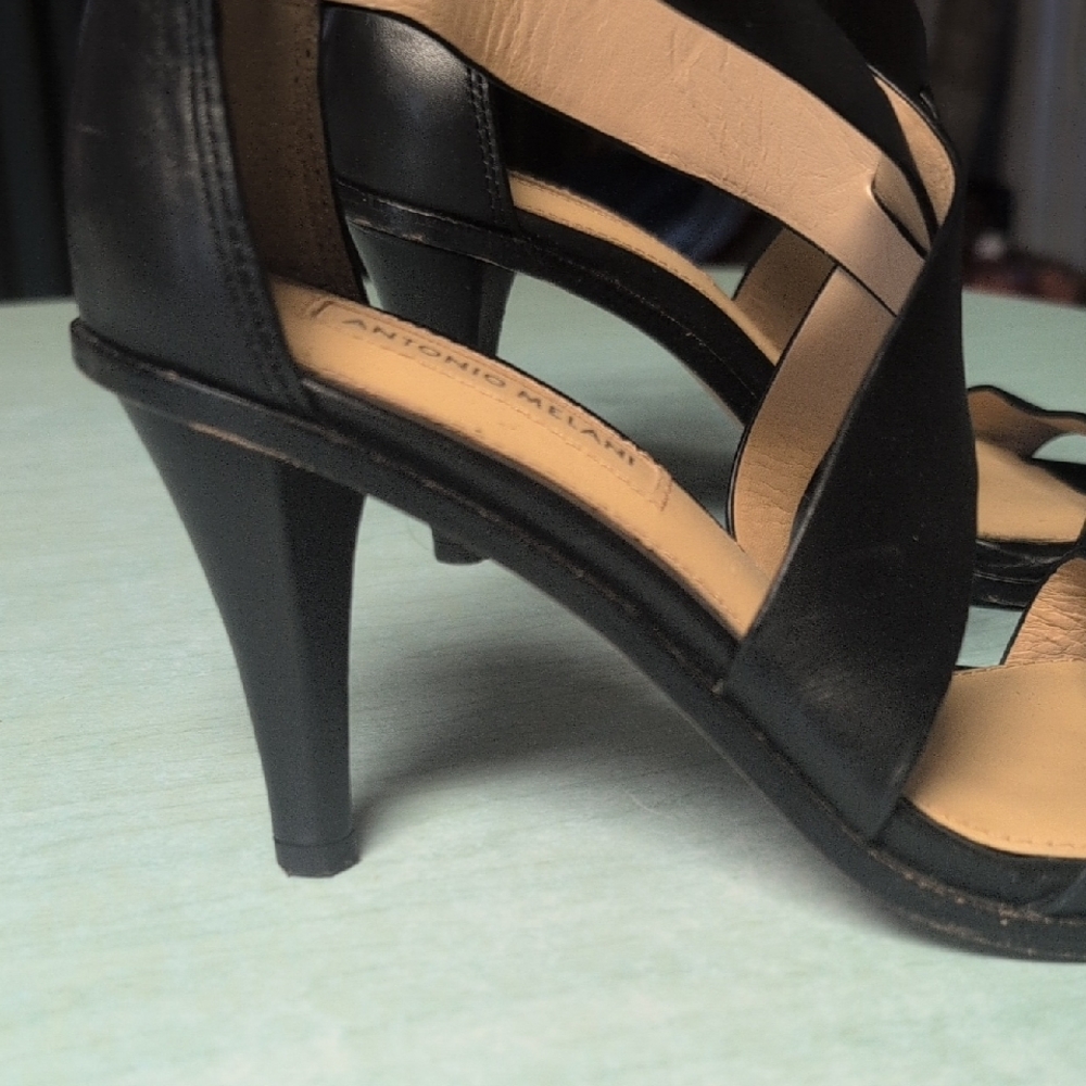 ANTONIO MELANI Black Strappy Heels - Picture 3 of 7
